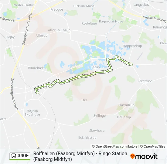 340E Bus Line Map