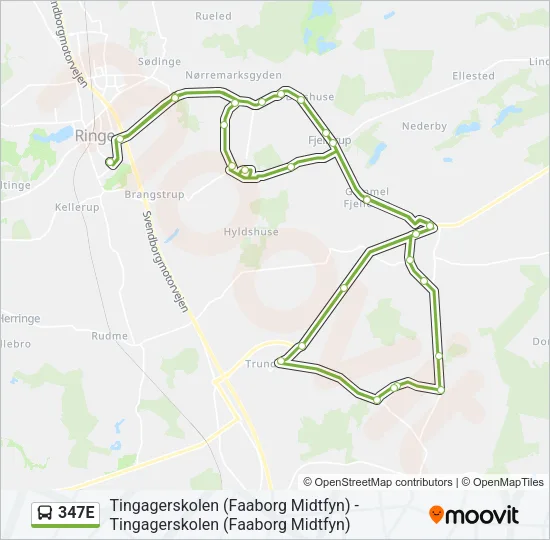 347E Bus Line Map