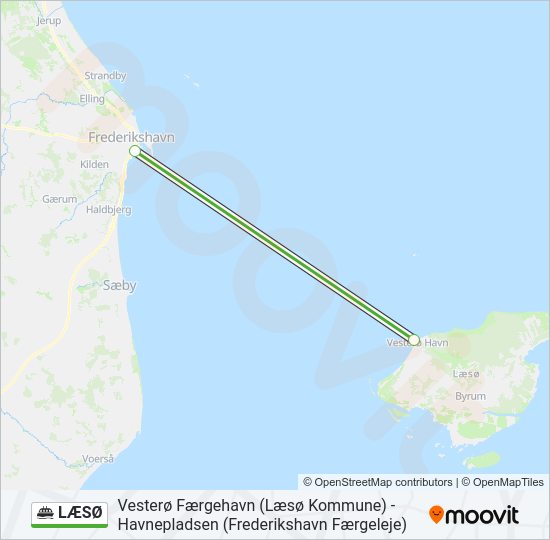 LÆSØ færge Linjekort