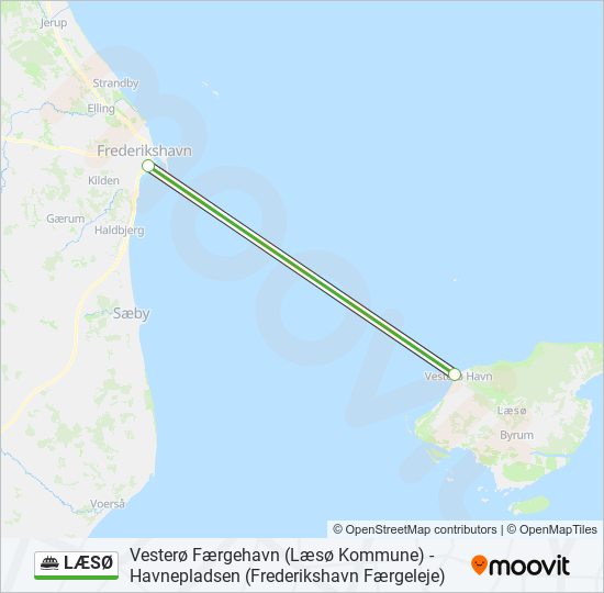 LÆSØ ferry Line Map