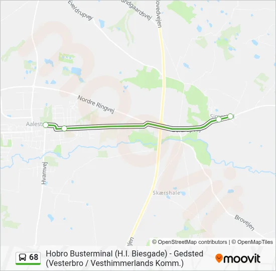 68 bus Linjekort