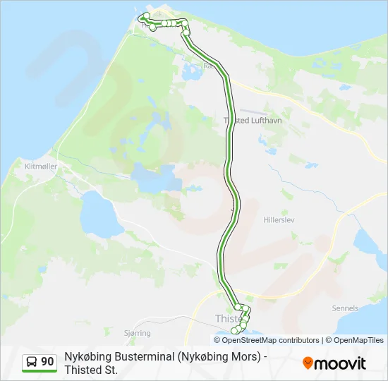 90 bus Linjekort