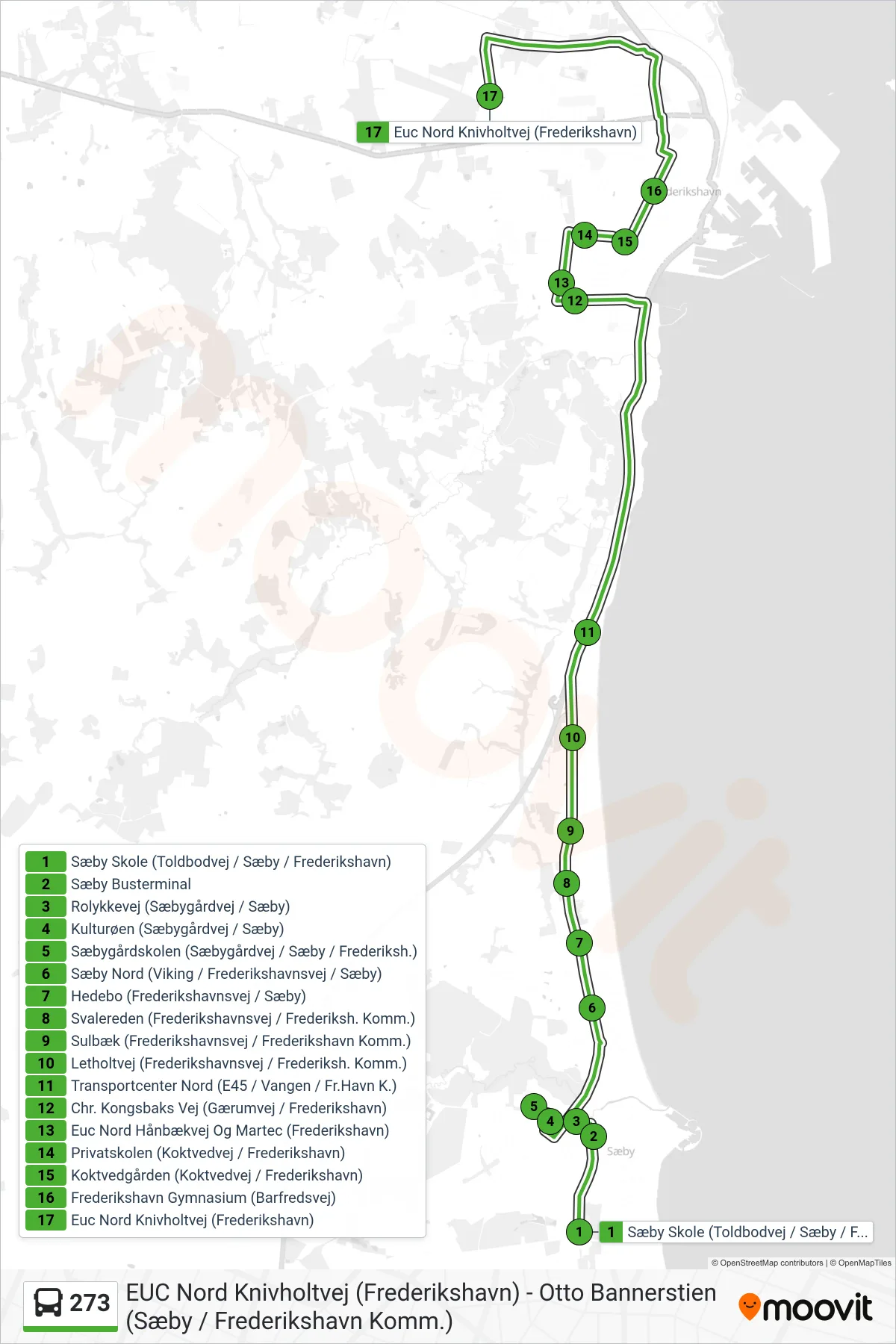 273 bus Linje (Euc / Martec) rute og stop på et kort