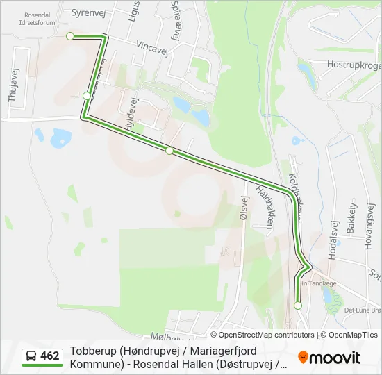 462 bus Linjekort