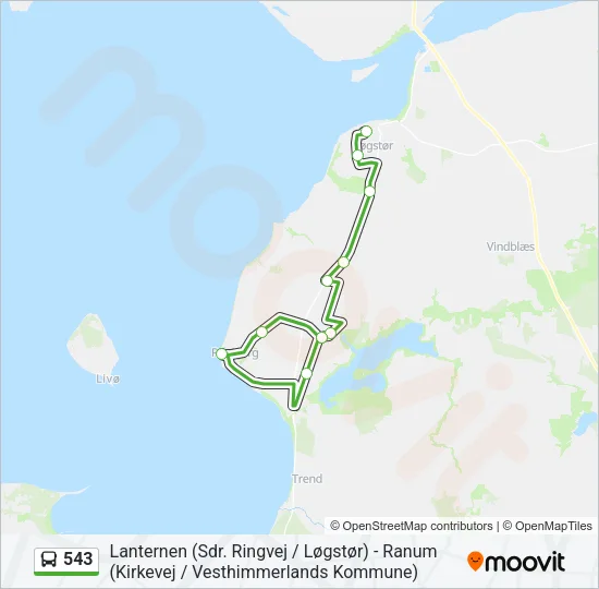 543 Bus Line Map