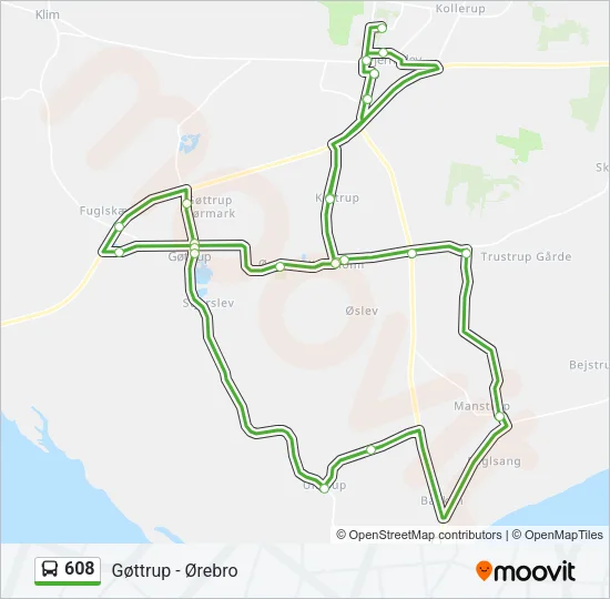 608 Bus Line Map