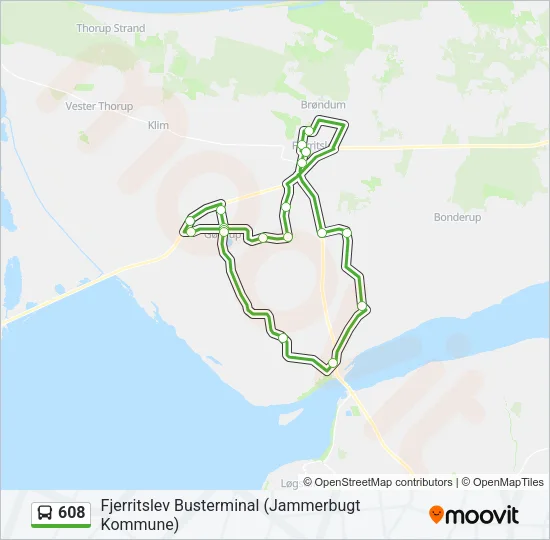 608 Bus Line Map