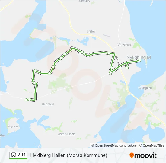 704 bus Linjekort