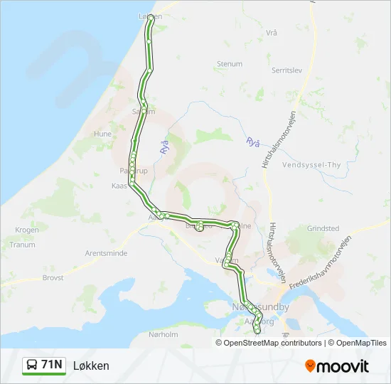 71N bus Linjekort
