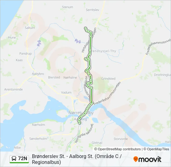 72N Bus Line Map