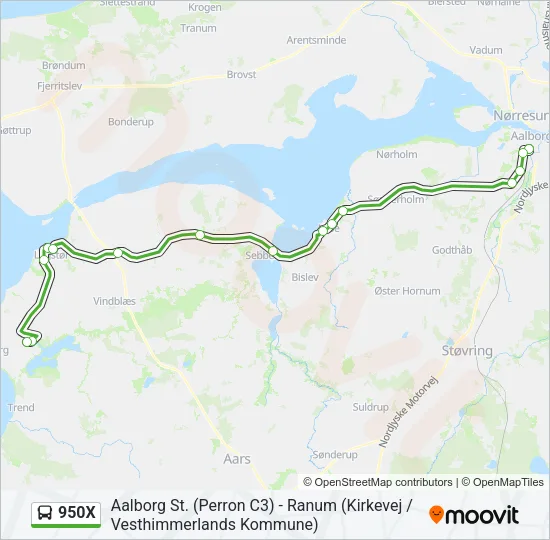 950X Bus Line Map