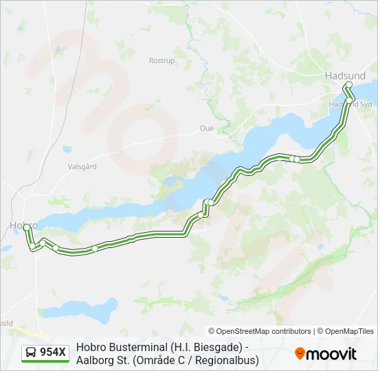 954X Bus Line Map