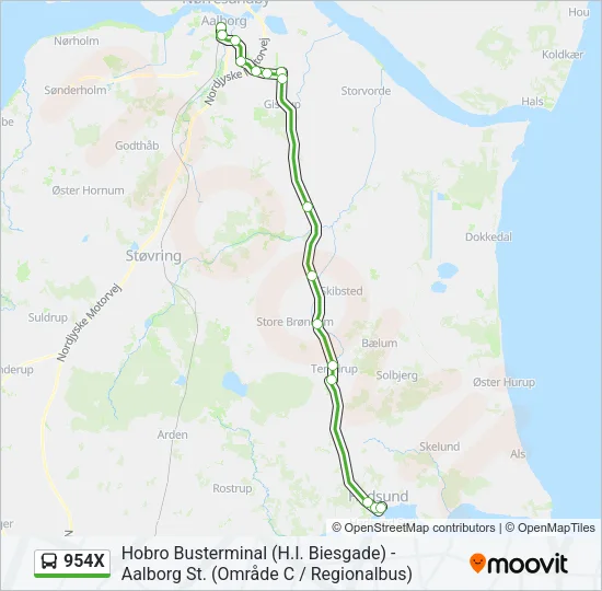 954X Bus Line Map