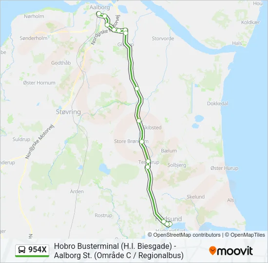 954X Bus Line Map