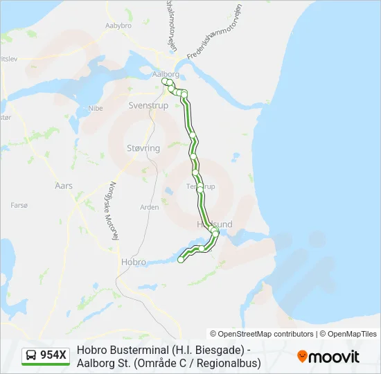 954X Bus Line Map