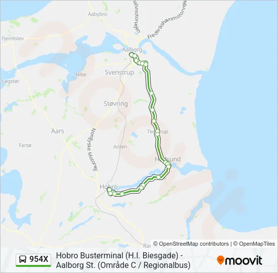 954X Bus Line Map