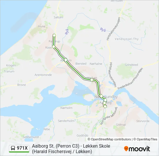 971X Bus Line Map
