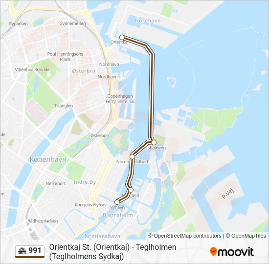 991 færge Linjekort