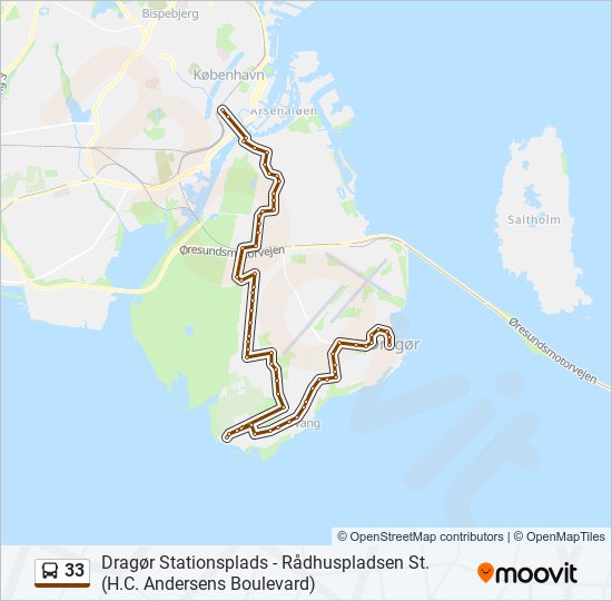 bred Raffinaderi Skyldfølelse 33 Rute: Rejseplaner, stop & kort - Fra København (Opdateret)