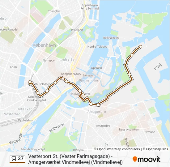37 bus Linjekort