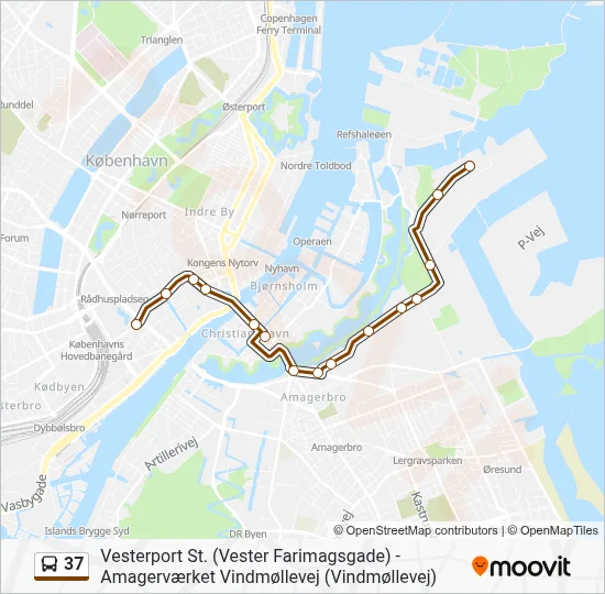 37 bus Linjekort