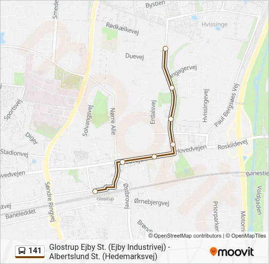 141 bus Linjekort
