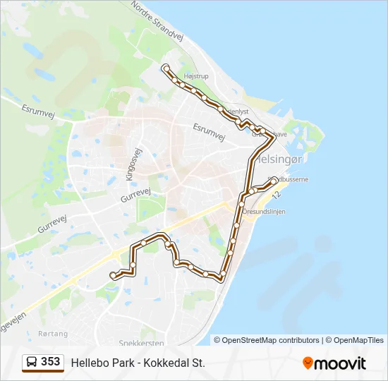 353 bus Linjekort
