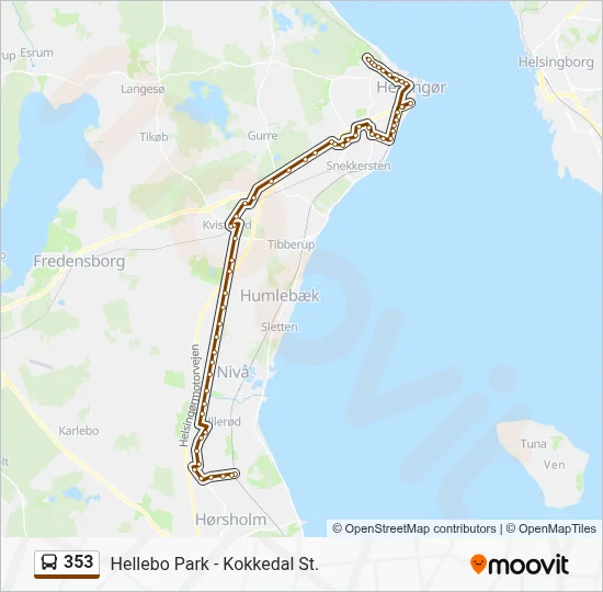 353 bus Linjekort