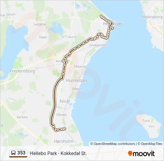353 bus Linjekort