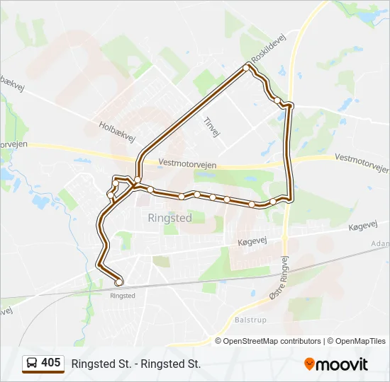 405 bus Linjekort