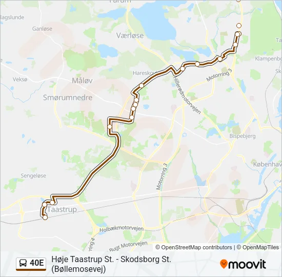 40E Bus Line Map