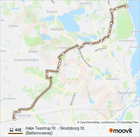 40E Bus Line Map