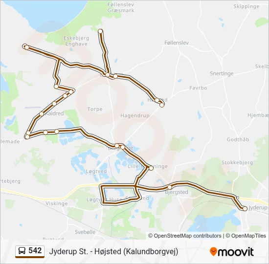 542 bus Linjekort