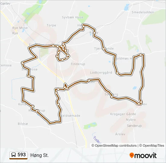 593 Bus Line Map