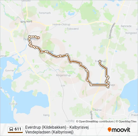 611 bus Linjekort