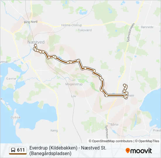 611 Bus Line Map