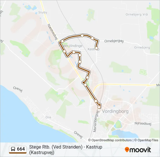664 Bus Line Map