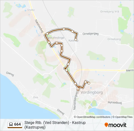 664 Bus Line Map