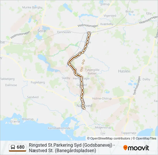 680 bus Linjekort