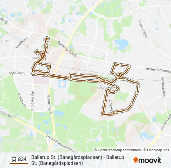 834 Bus Line Map