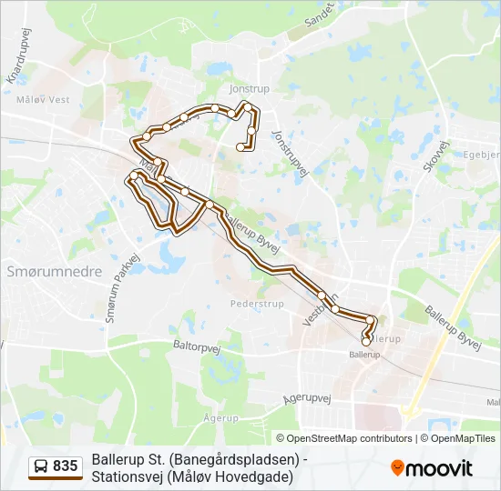 835 Bus Line Map