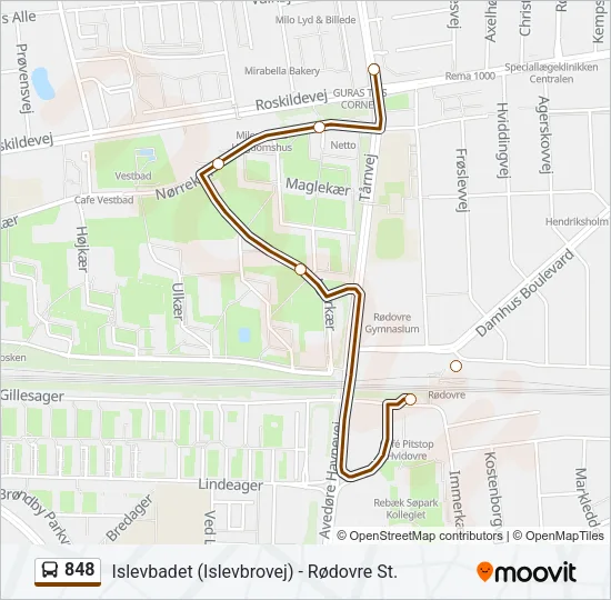 848 Bus Line Map