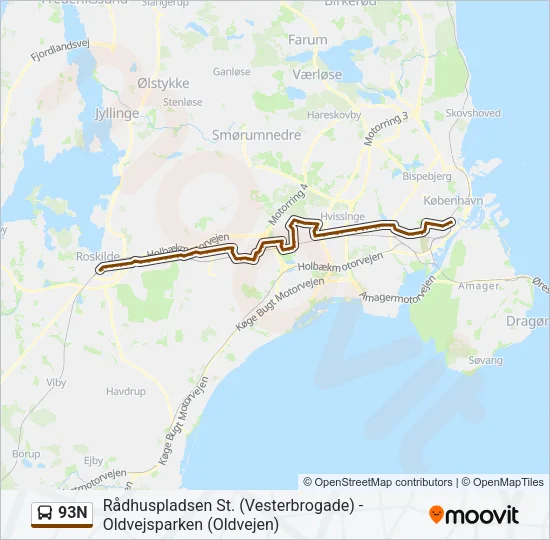 93N Bus Line Map