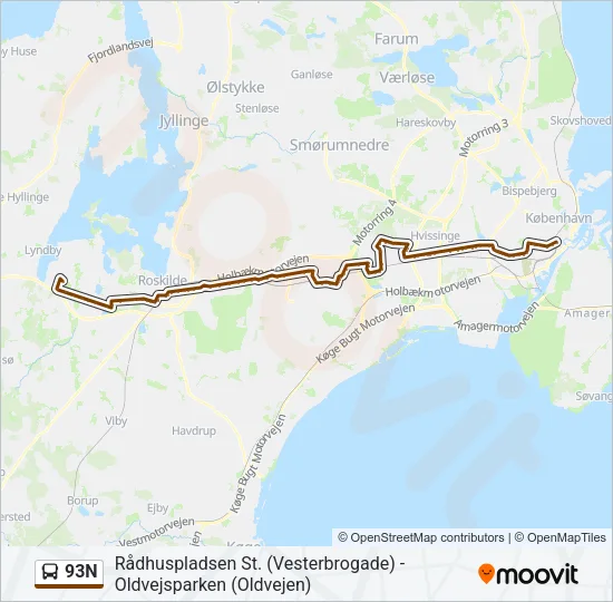 93N Bus Line Map