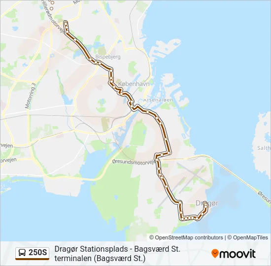 250S Bus Line Map