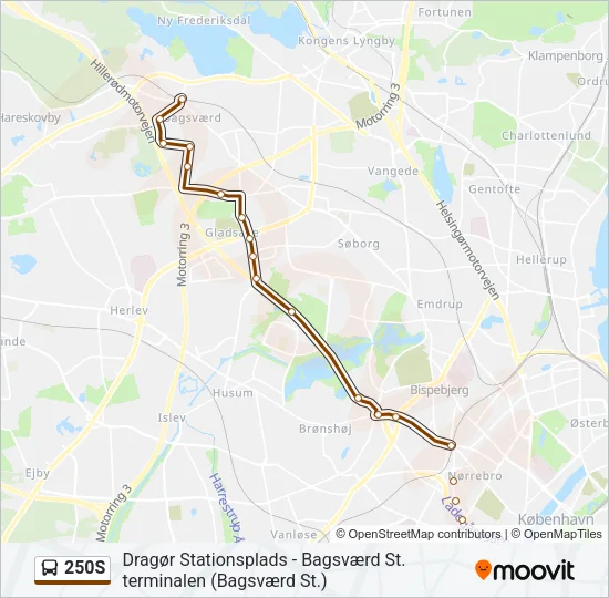 250S Bus Line Map