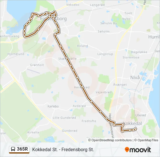 365R bus Linjekort