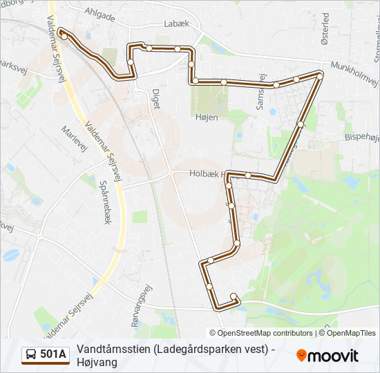 501A bus Line Map