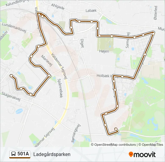 501A Bus Line Map