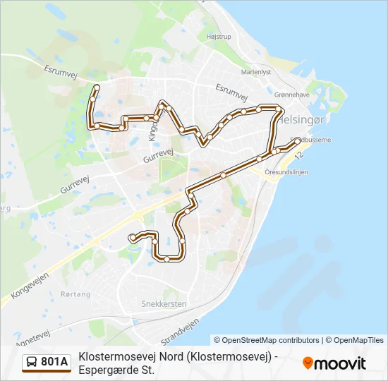 801A bus Linjekort